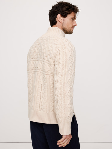 Merino-Cotton Cable-Knit Sweater