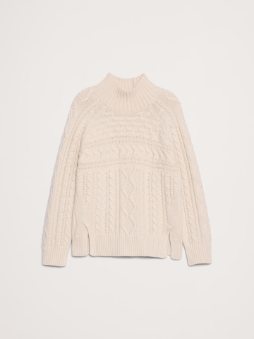 Merino-Cotton Cable-Knit Sweater