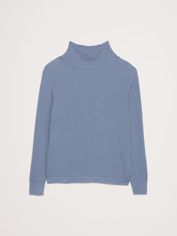 Cotton Thermal-Knit Turtleneck Sweater