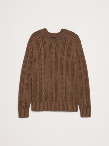Italian Merino-Blend Cable-Knit Sweater